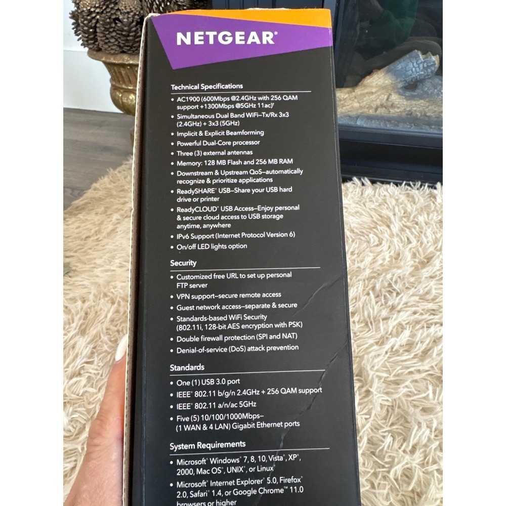 NETGEAR Nighthawk‎ AC1900 Smart WiFi Router R6900 Dual Core Processor ReadyCLOUD - Picture 4 of 6